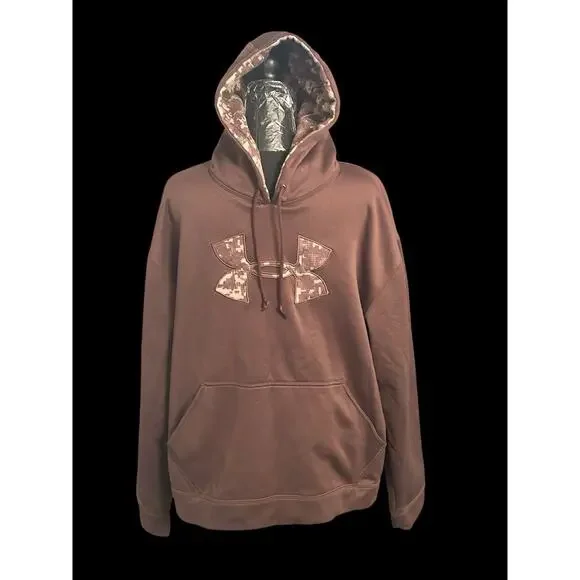 Under Armour Men’s Large Brown Hooded Sweatshirt, Hoodie With Pockets - Picture 1 of 7